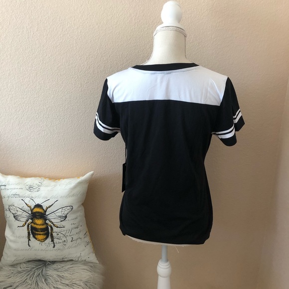 NWT Bebe Sport Top T-Shirt Logo Sequin Black med - Picture 4 of 6